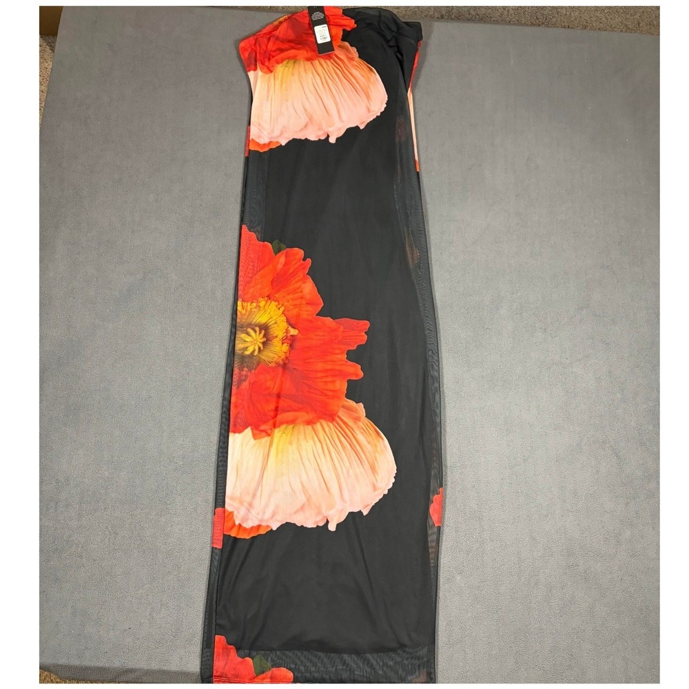 Fashion Nova Divine Floral Mesh Maxi Dress Womens Large Black Combo KJGD5011412